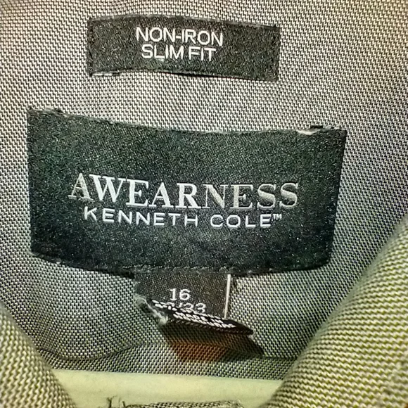 Awearness Kenneth Cole Non-Iron Slim Fit Button Up Dress Shirt Men's 16-32/33. - Picture 6 of 6